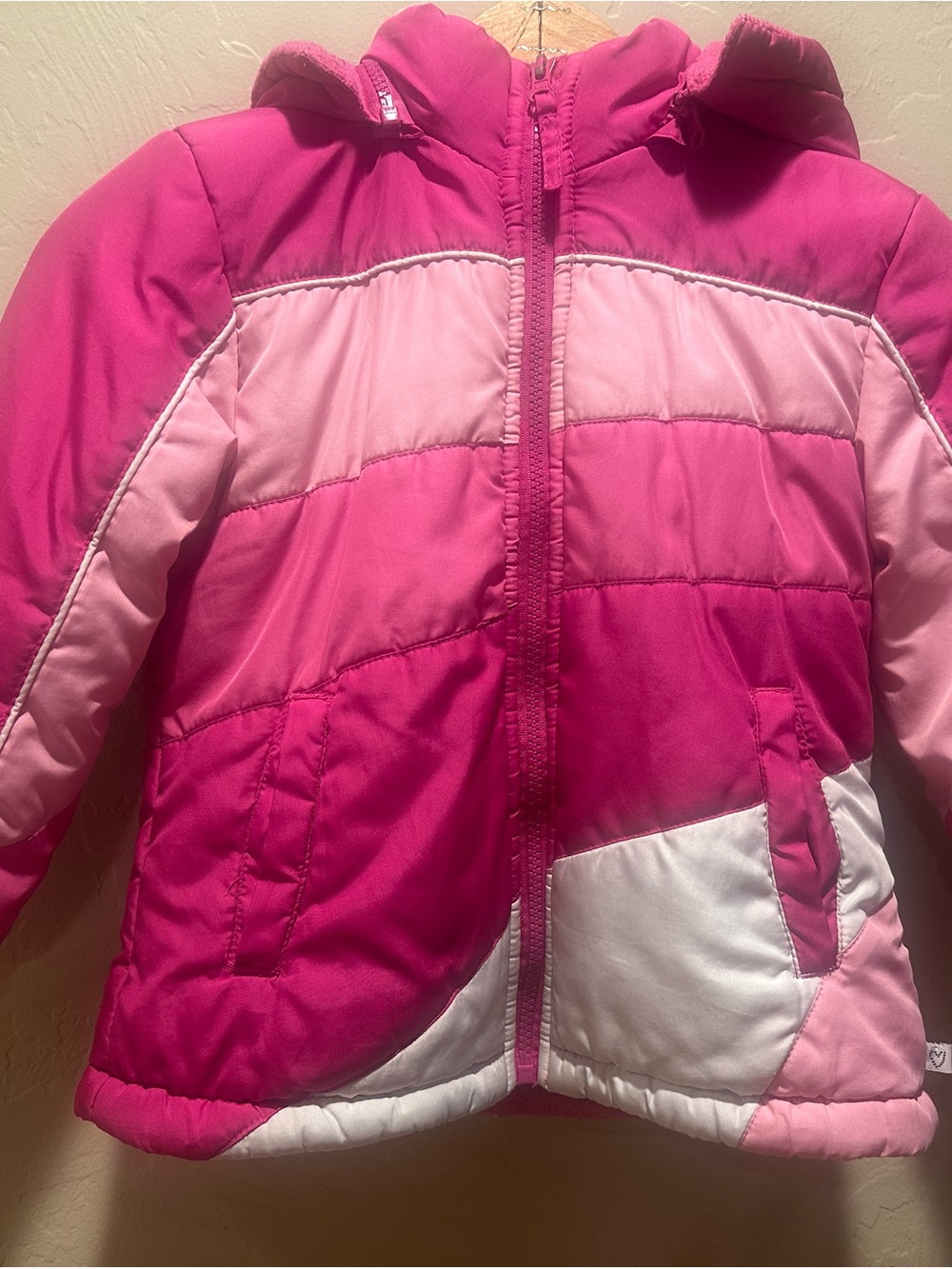 Copper Key Girls' Pink & Light Pink Colorblock Hooded Puffer Jacket